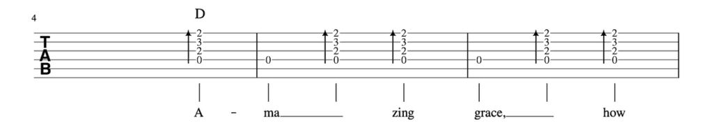 worship guitar lessons - Amazing Grace Strumming Pattern-2