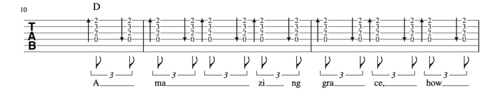 worship guitar lessons - Amazing Grace Strumming Pattern-4