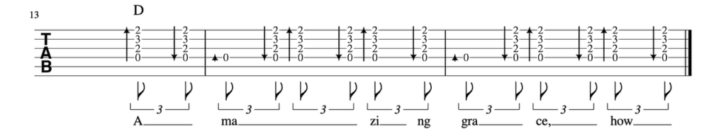 worship guitar lessons - Amazing Grace Strumming Pattern-5