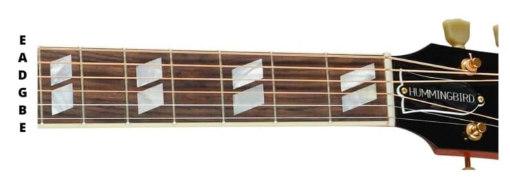 Gibson Hummingbird Fretboard - guitar notes for beginners