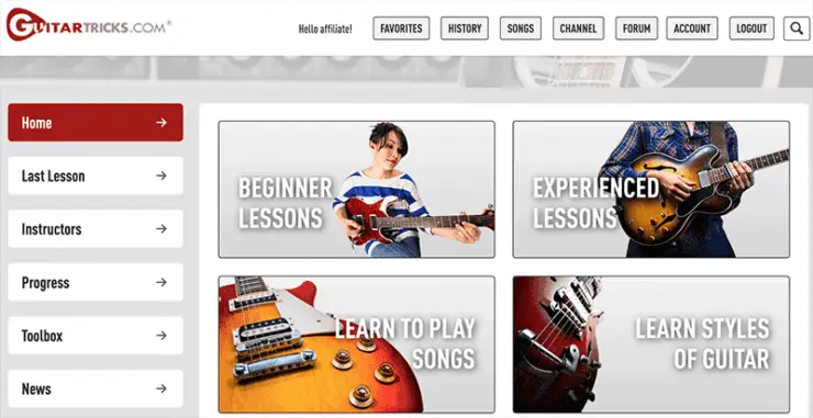 Guitar Tricks interface