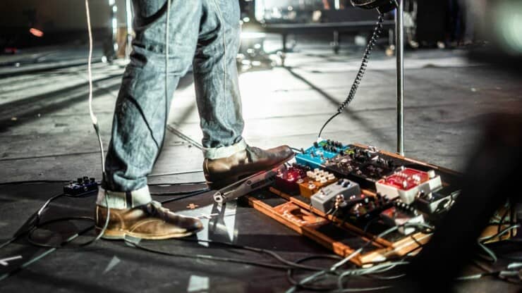 pedalboard and guitar pedals